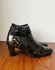 Patent Snakeskin-Embossed Ankle Boots | Size 7.5 - Hey Jude