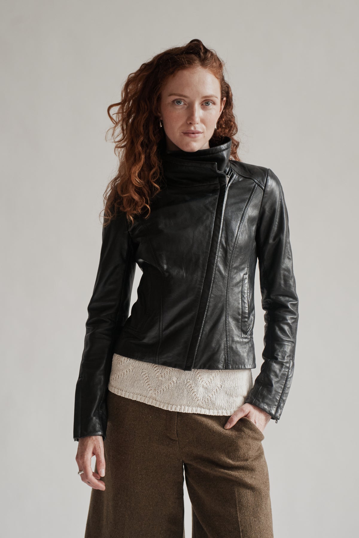 Black Asymmetrical Leather Jacket