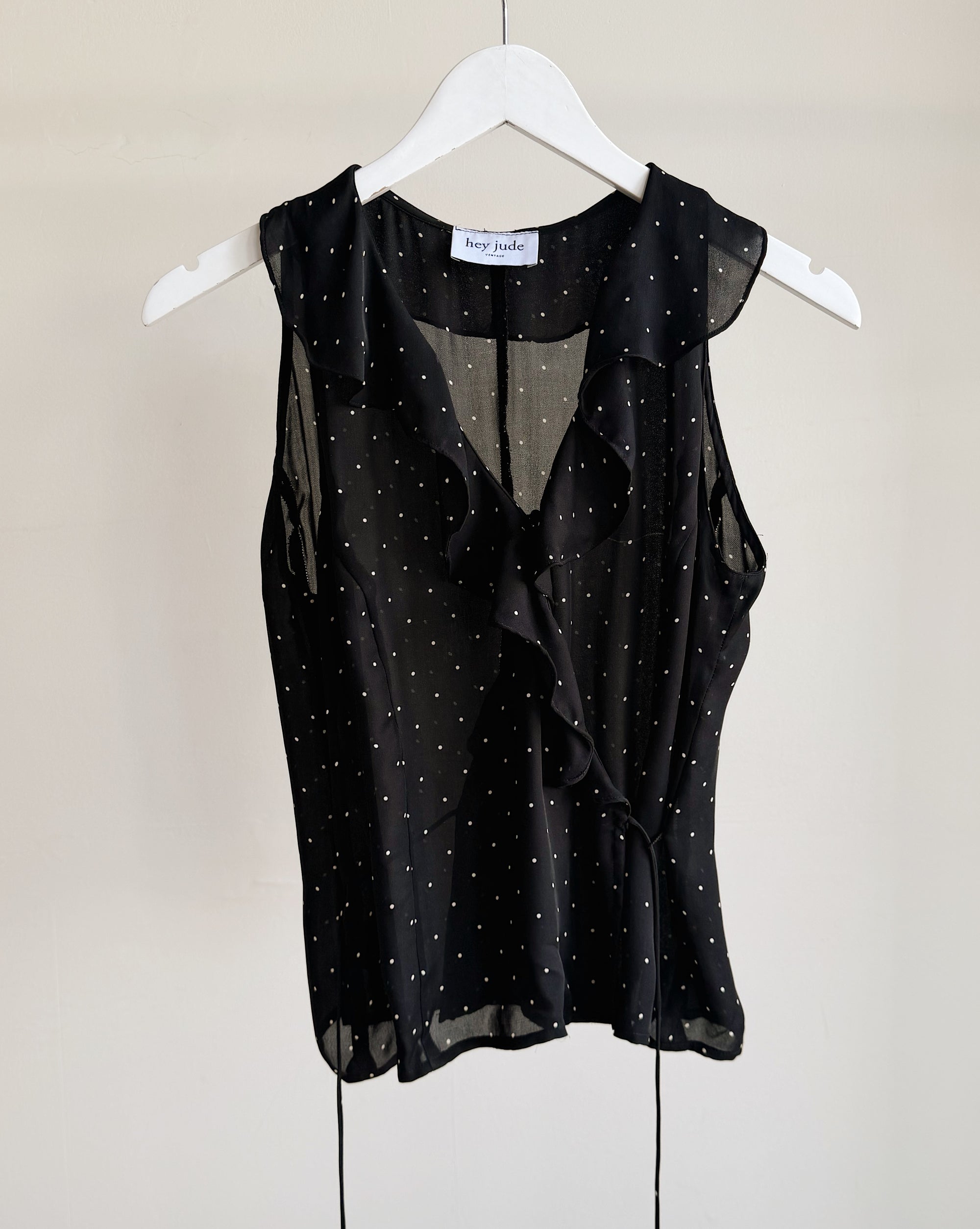 Black Polka Dot Ruffle Blouse