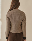 Taupe Herringbone Cropped Blazer