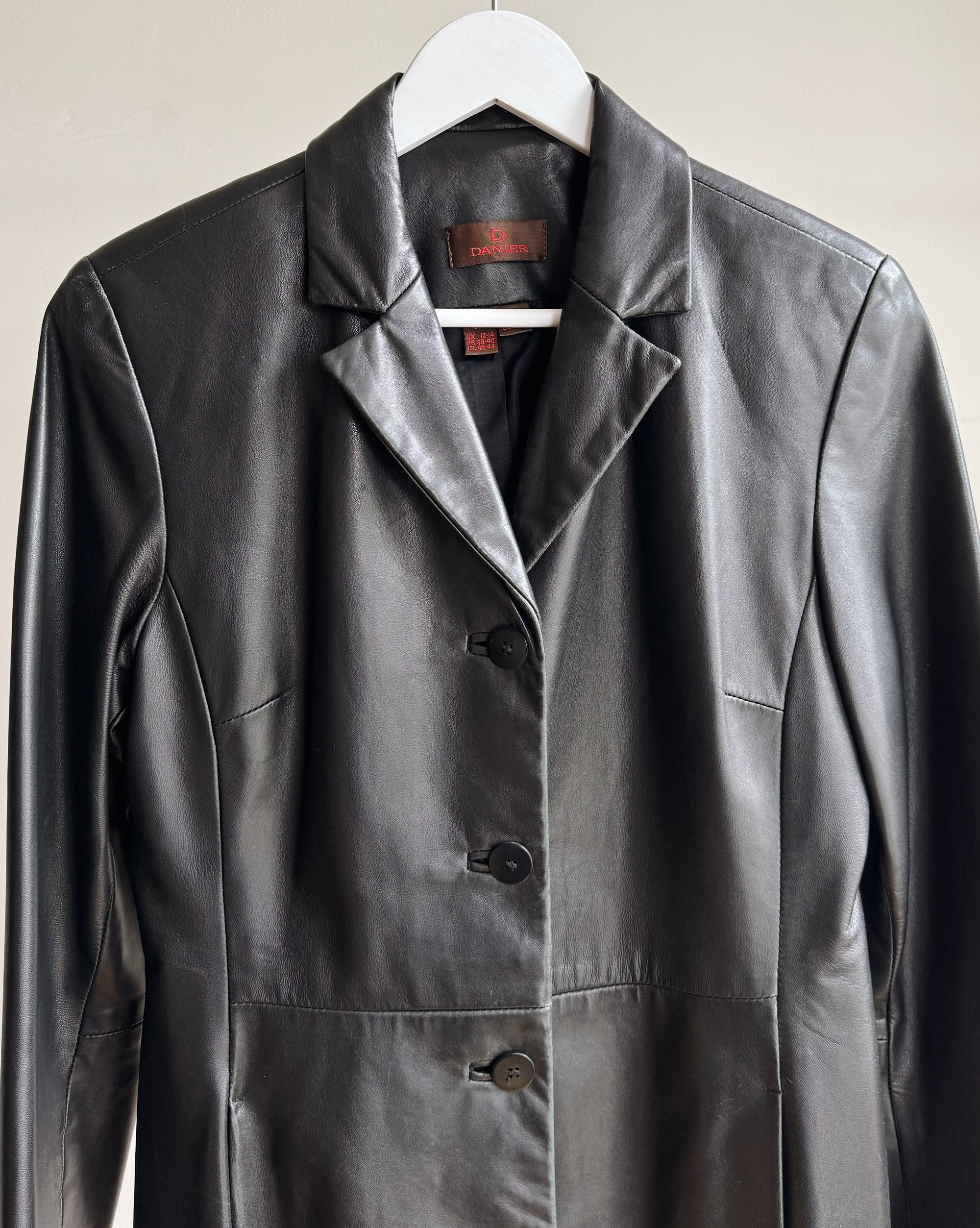 Ink Tailored Black Leather Coat