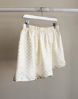 Ivory Checkered Silk Shorts