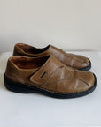 Walnut Leather Slide Ons | Size 40