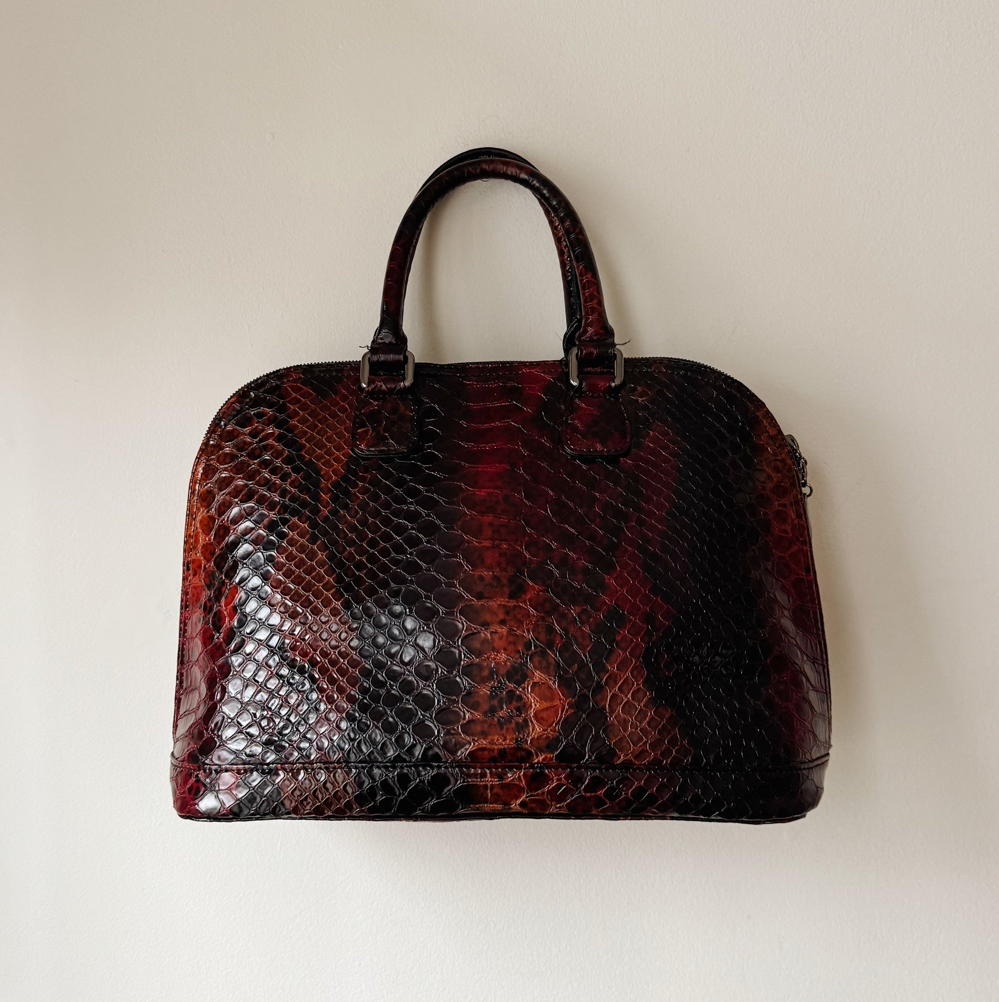 Burgundy Snakeskin Embossed Handbag - Hey Jude