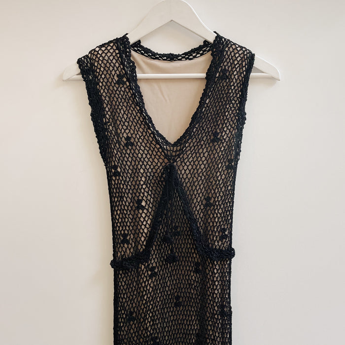 Black Crochet Net Dress