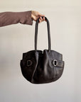 Black Gathered Pouch Shoulder bag