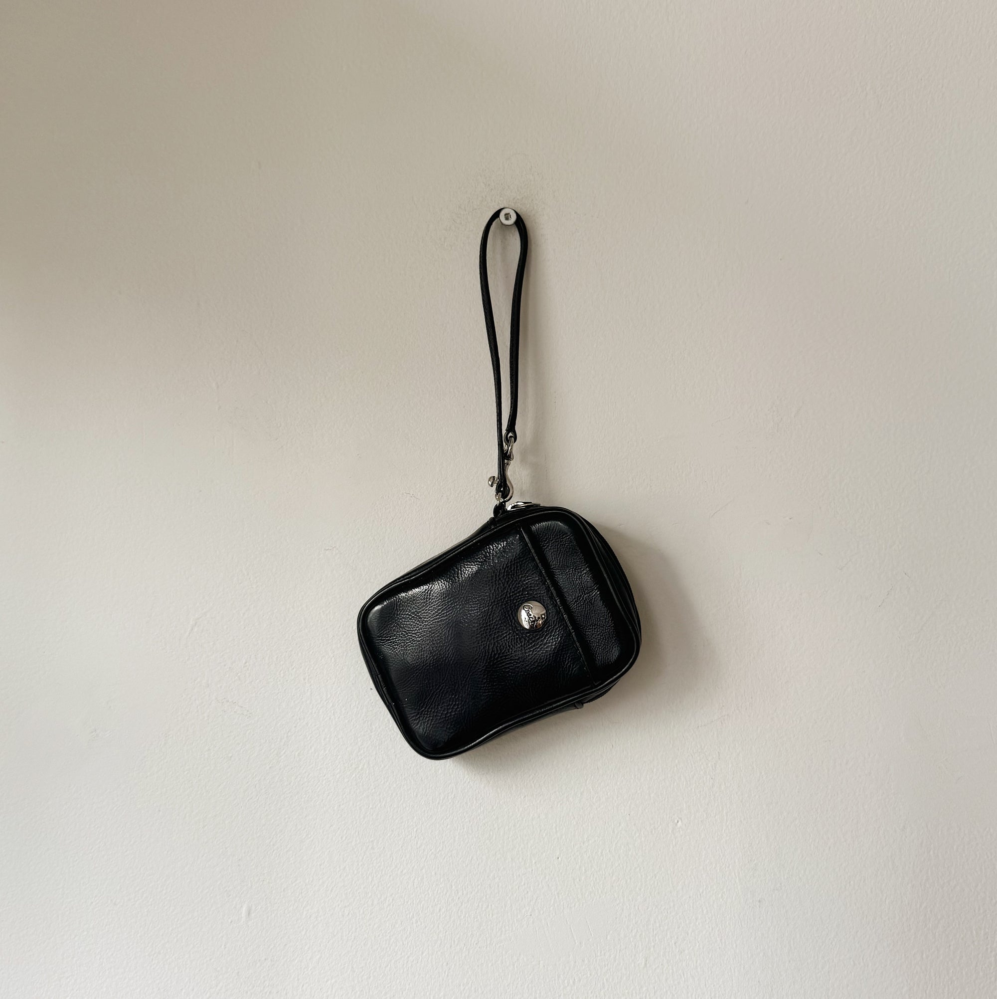 Ebony Coach Leather Wristlet - Hey Jude