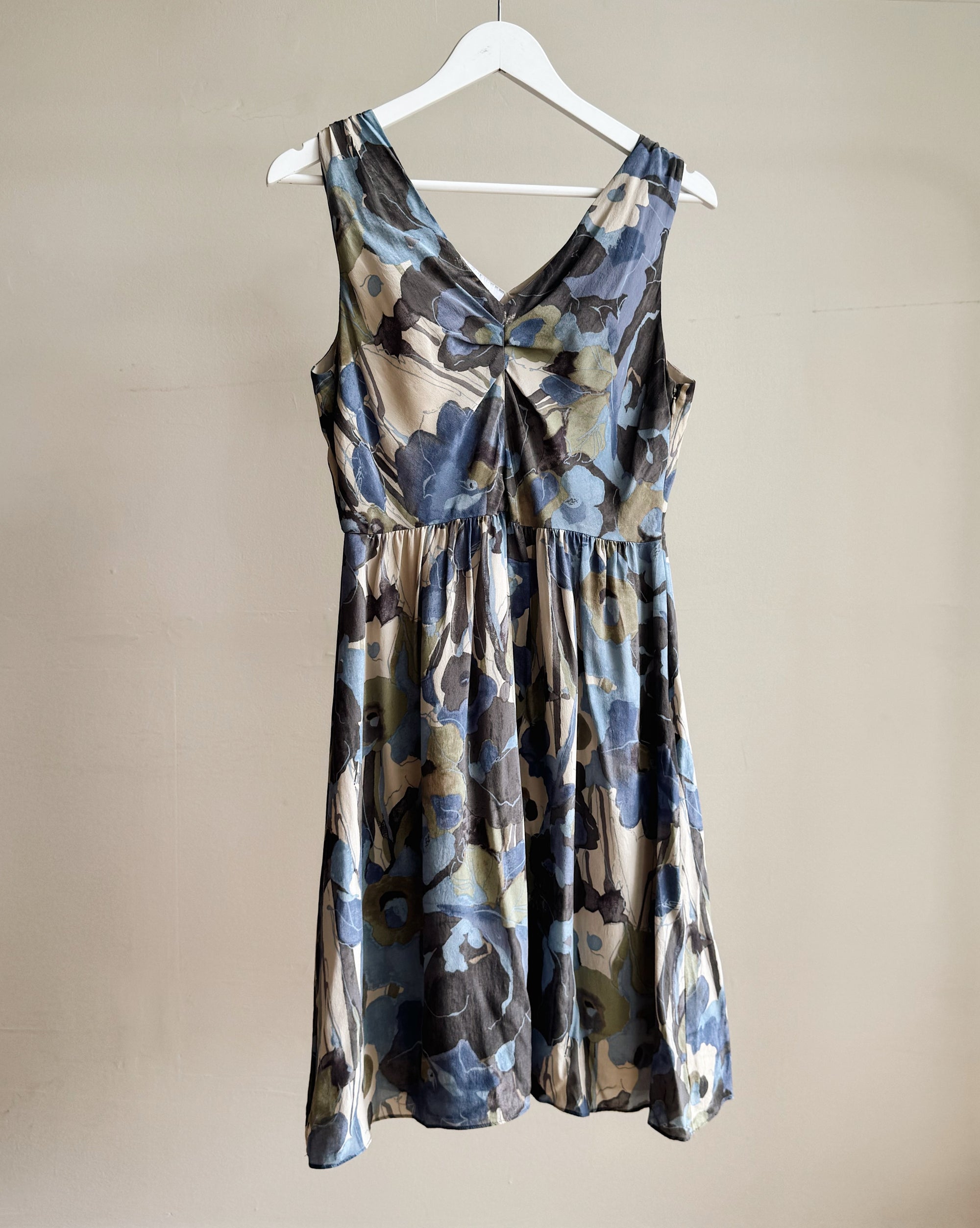 Dusty Blue Floral Babydoll Dress