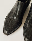 Black Woven Leather Ankle Boots - Hey Jude