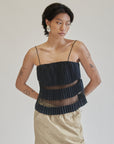 Navy Accordion Pleat Tank - Hey Jude
