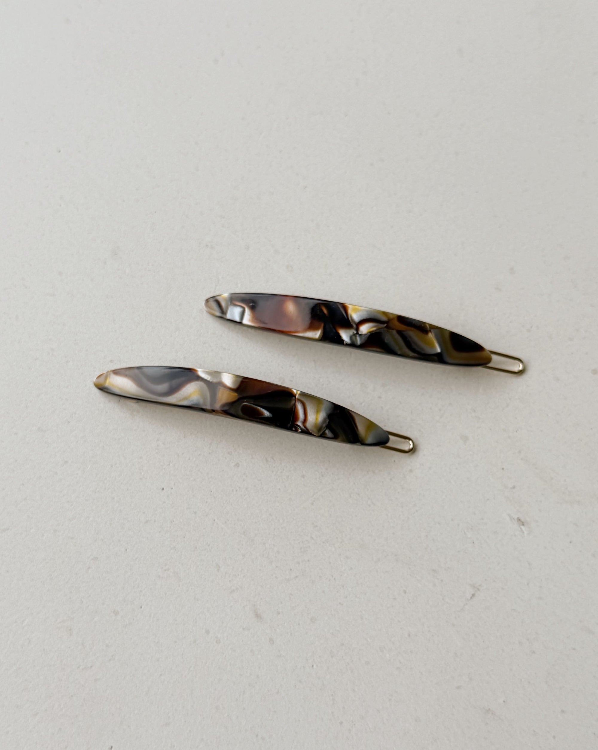 Parcelona | Small Oblong Hair Clips in Earthy Swirl