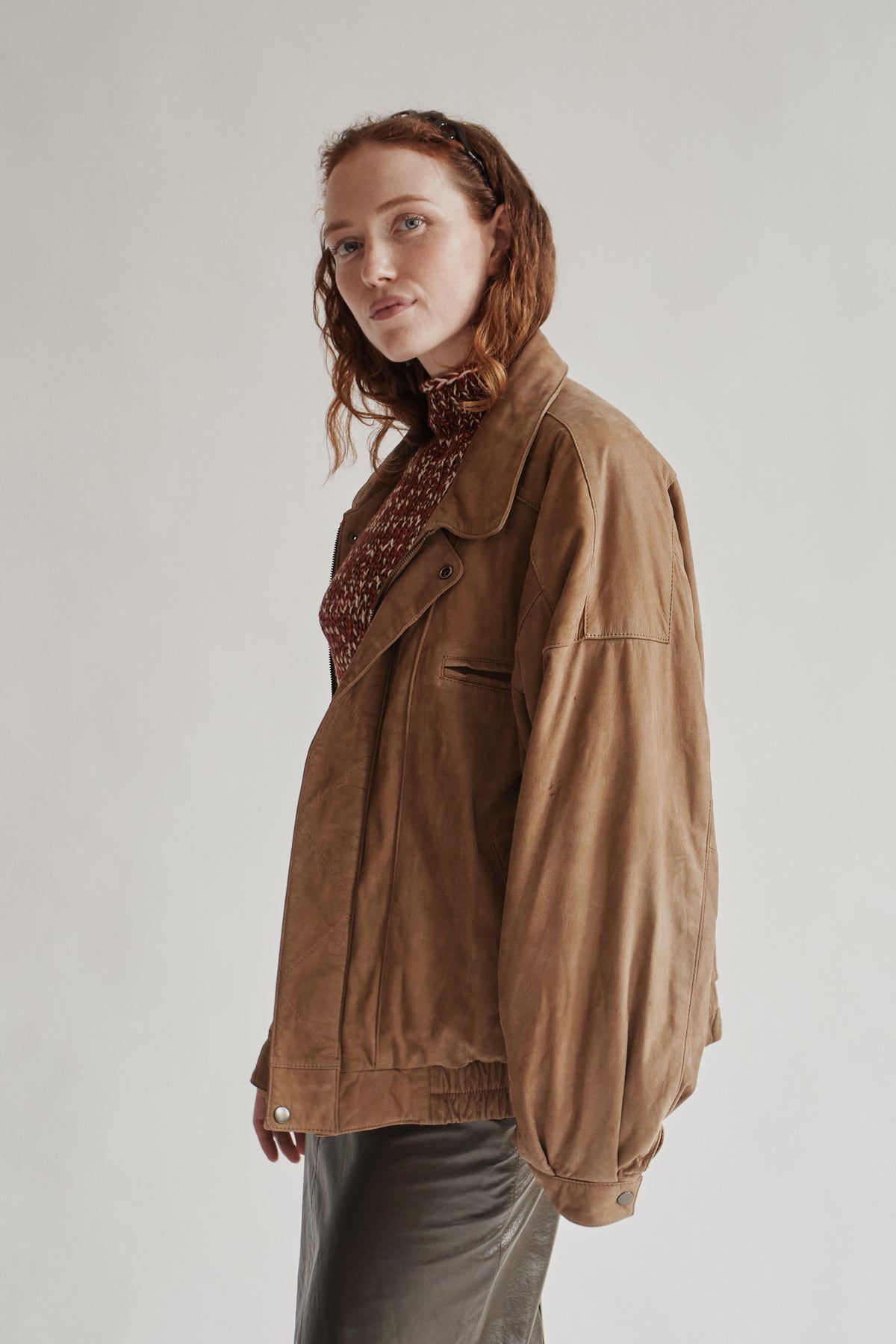 Toast Sueded Leather Bomber
