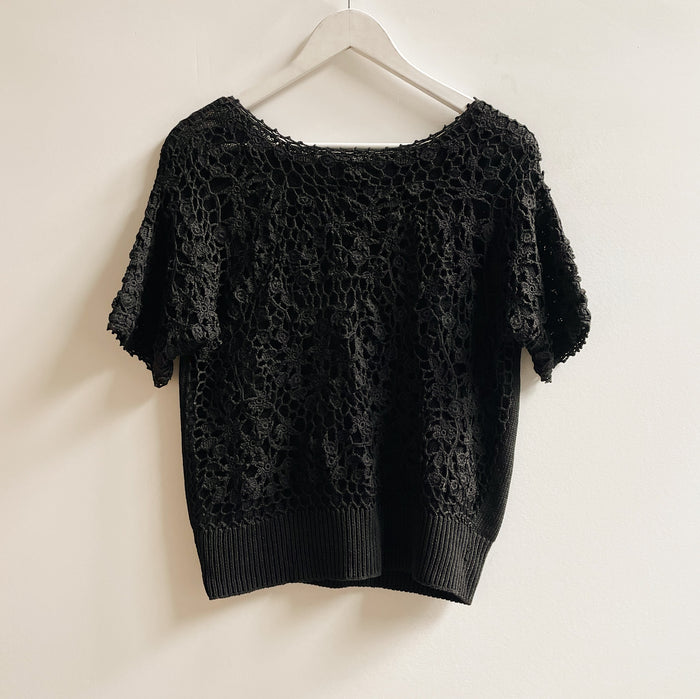 Black Floral Crochet Top