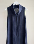 Navy Linen Cowl Neck Maxi Dress