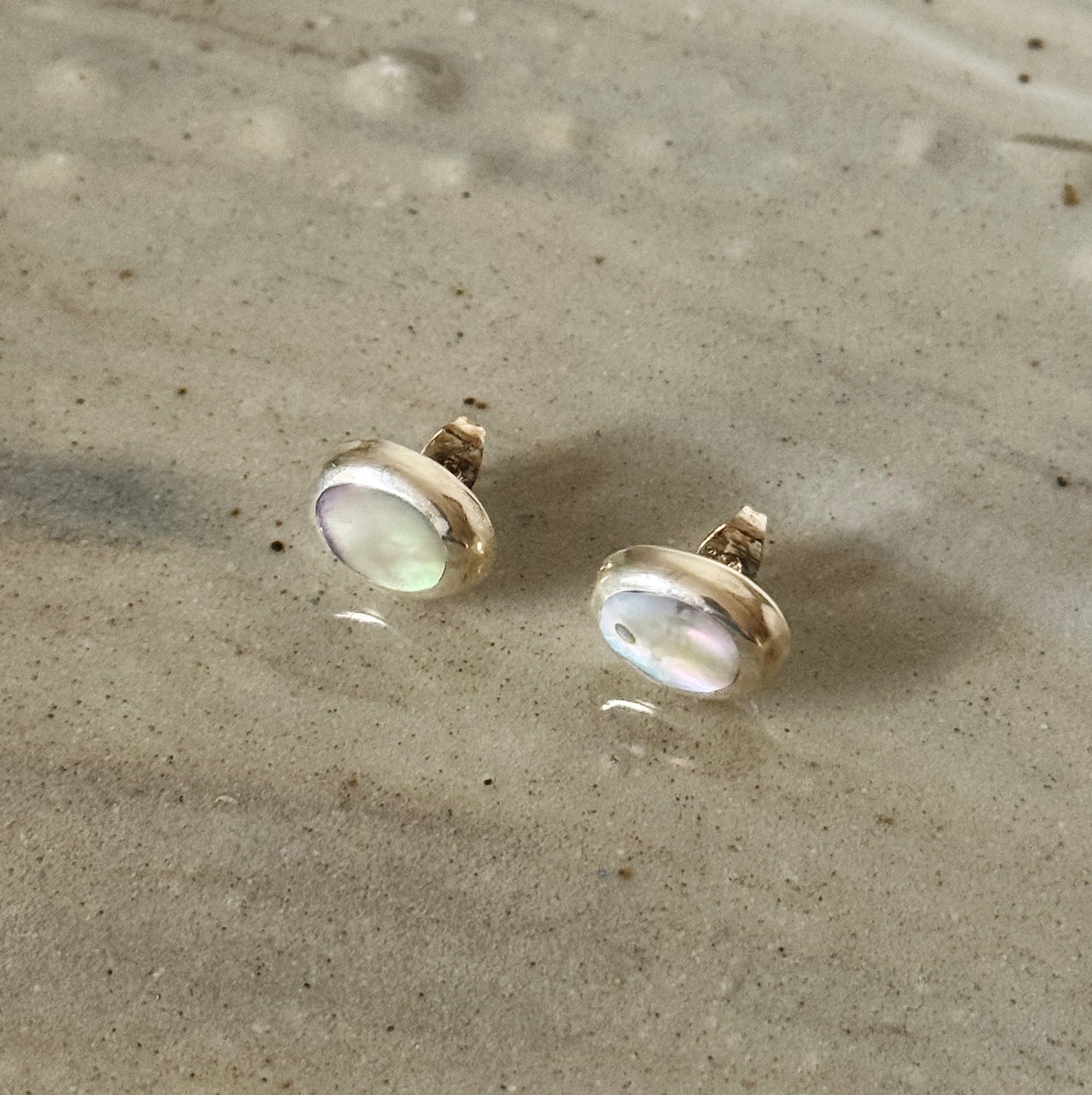 Opal Oval Sterling Silver Stud Earrings - Hey Jude