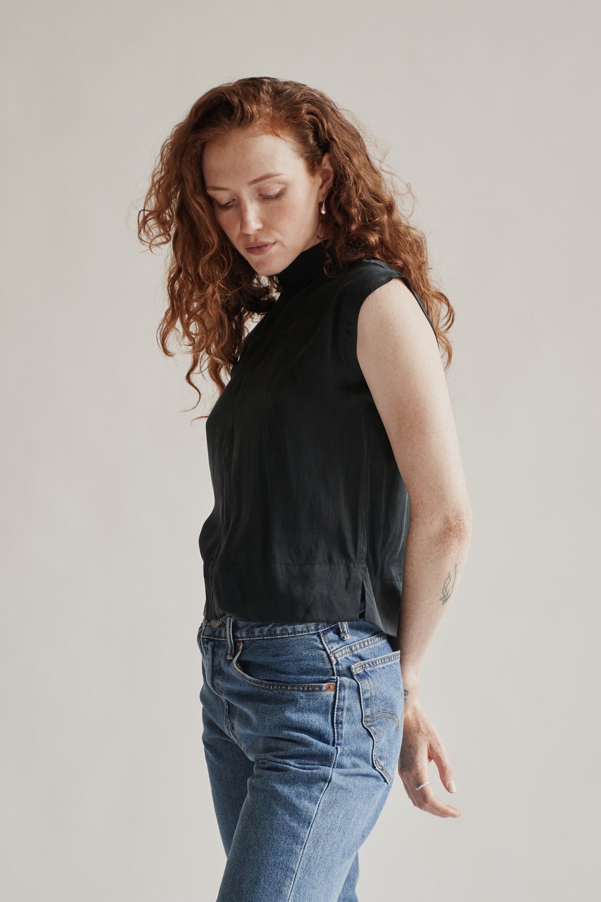 Onyx Boxy Silk Tie Blouse - Hey Jude