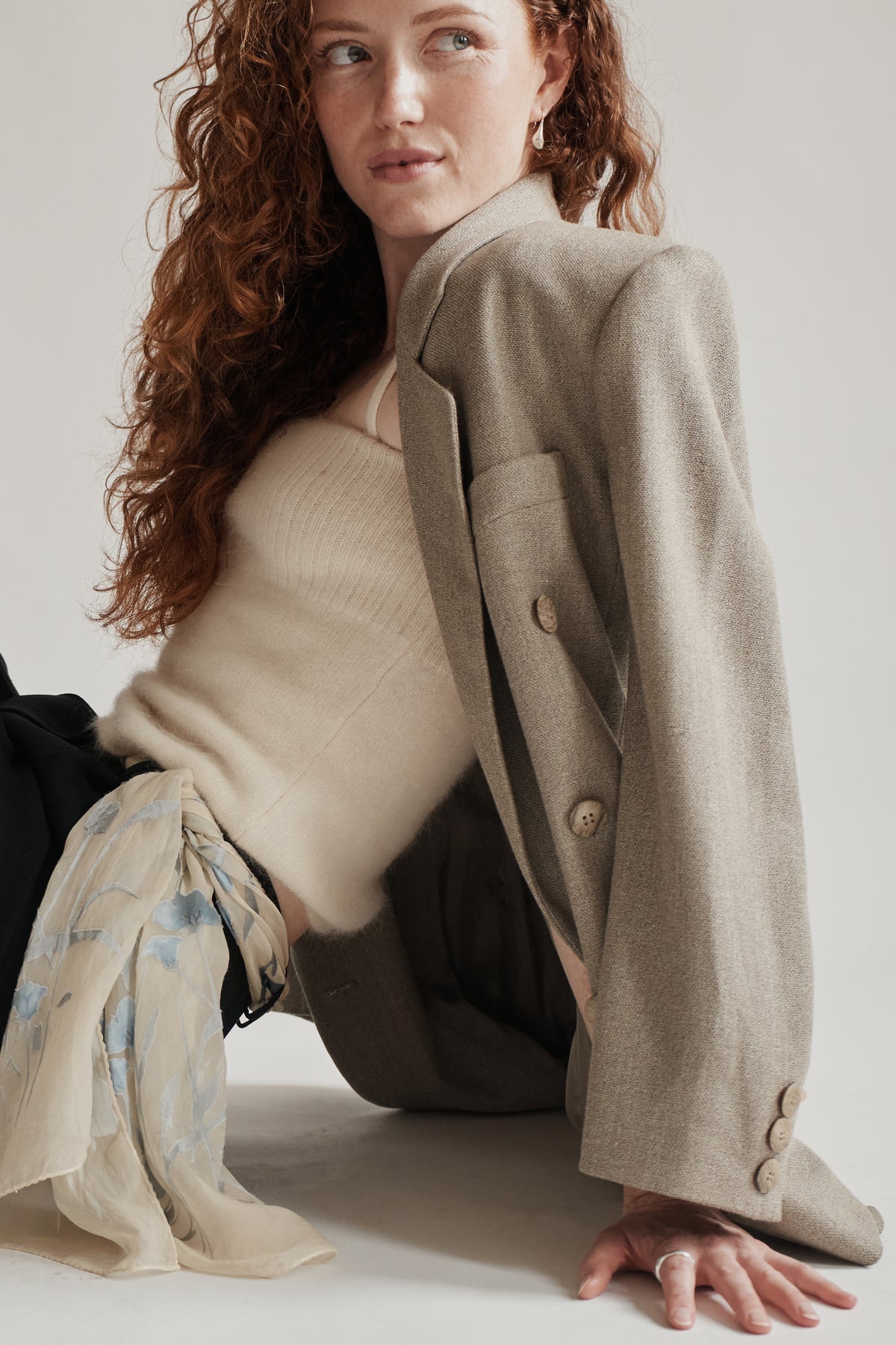 Stone Wool + Silk Double Breasted Blazer
