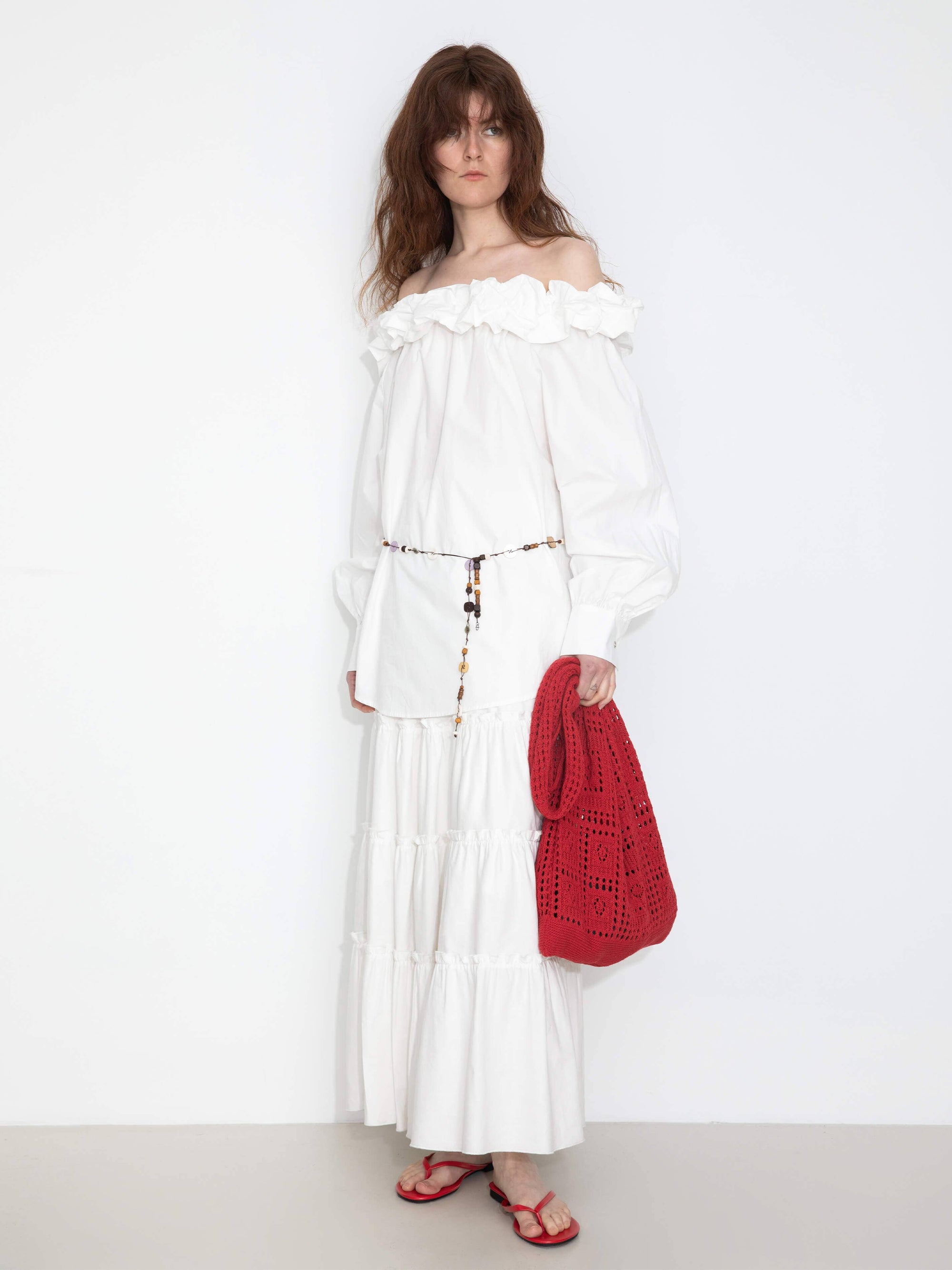 CUBIC - 3D Ruffle Collar Long Sleeve Cotton Blouse: White / UN - Hey Jude
