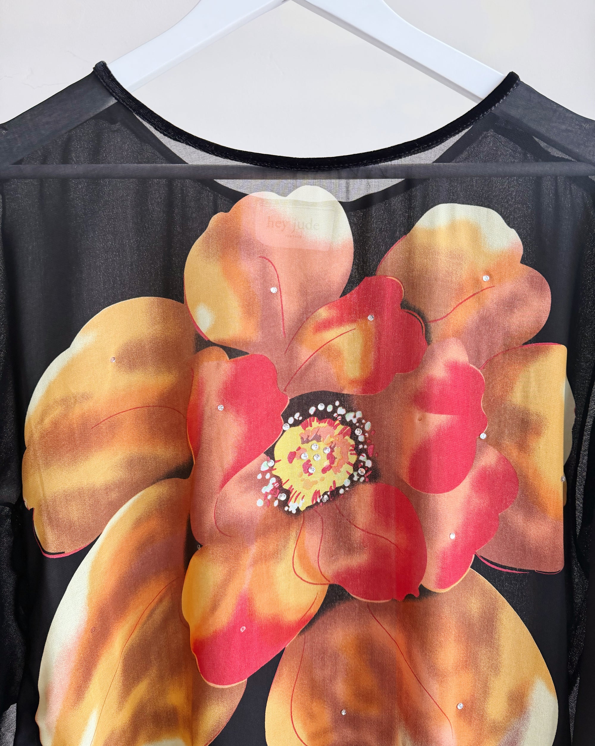 Black Sheer Silk Y2K Cape Top