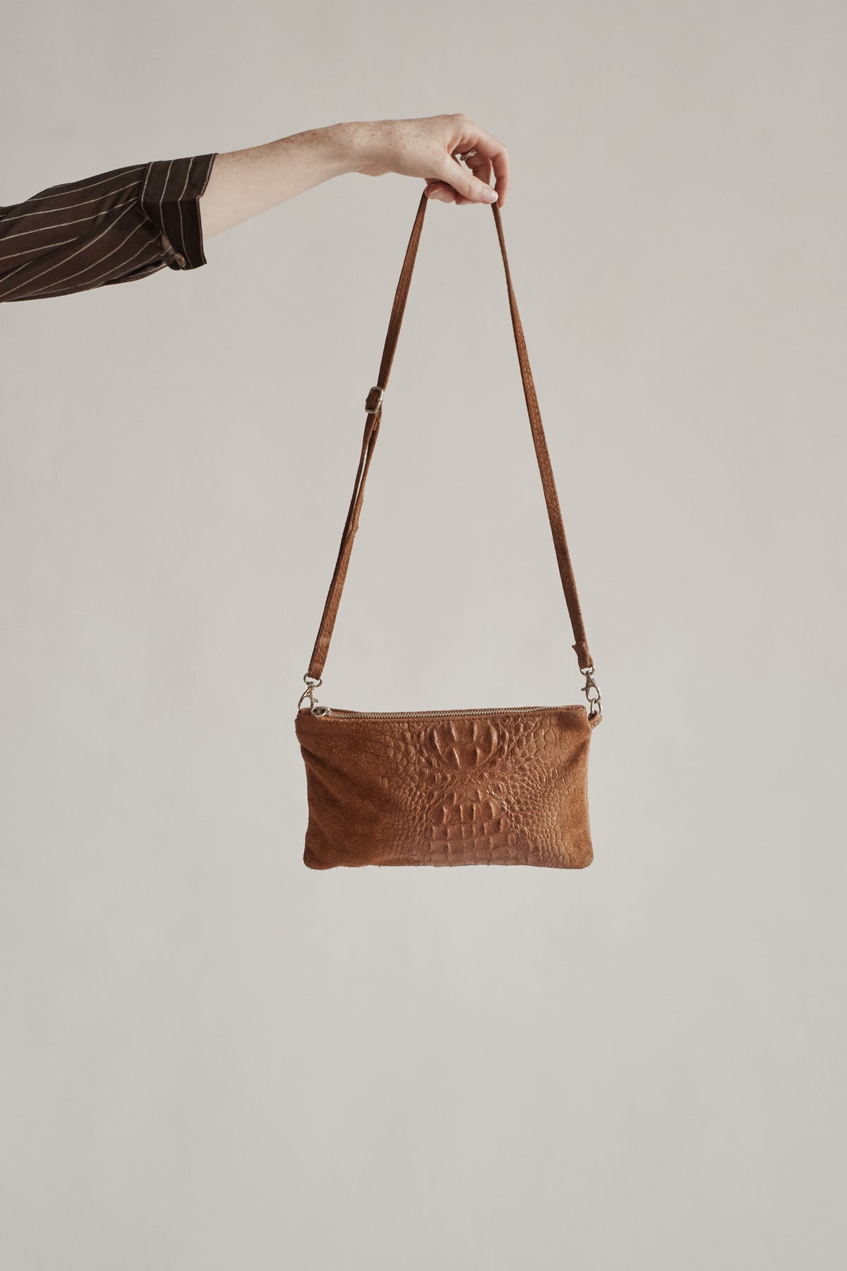 Croc Embossed Suede Mini Crossbody