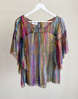Kaleidoscope Sheer Silk Draped Blouse
