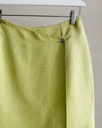 Lime Silk Wrap Mini Skirt