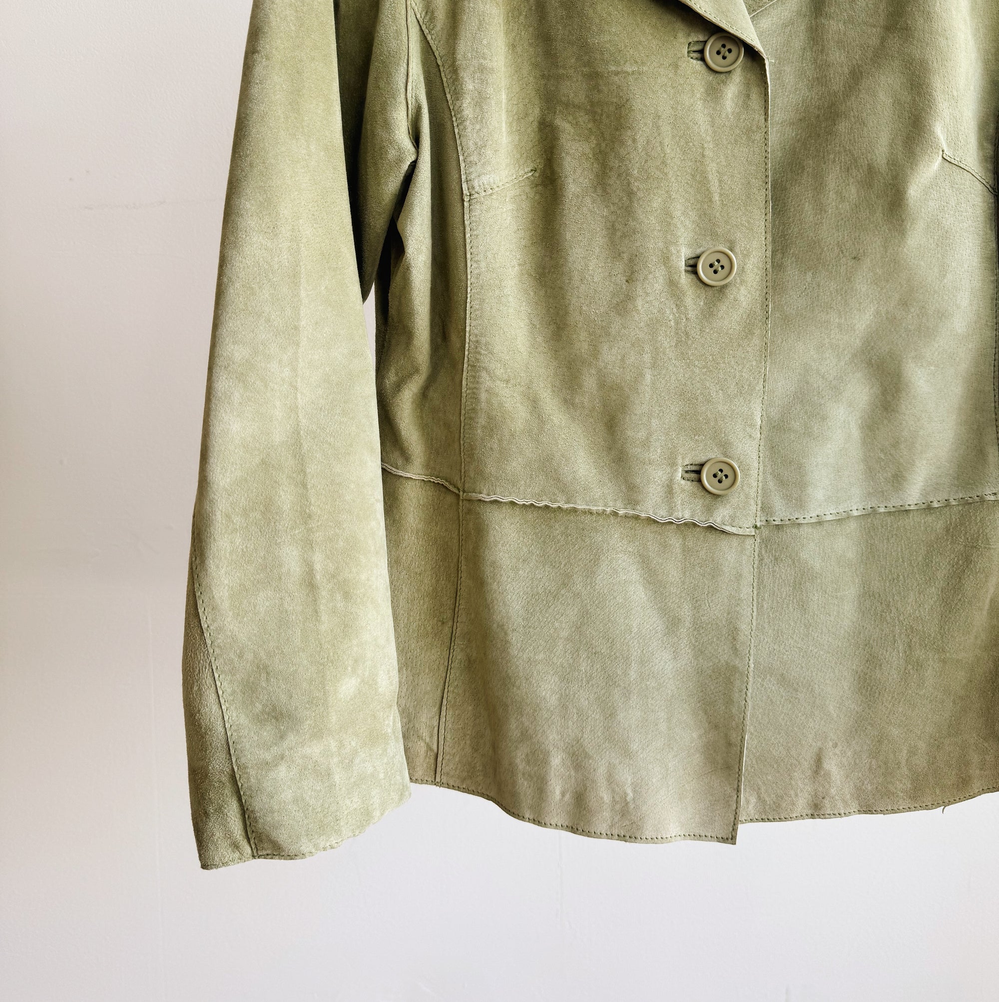 Sage Suede Button Up Jacket