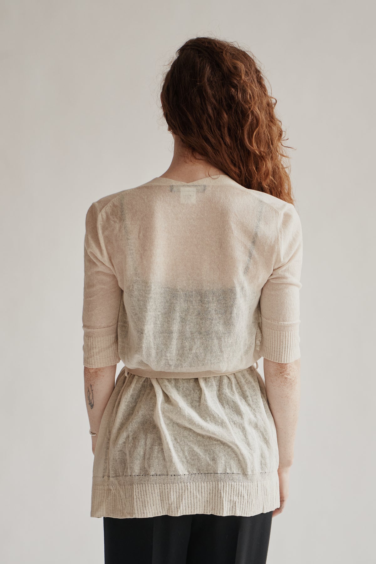 Cream Cotton + Linen Knit Cardigan