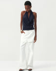 CUBIC - CUBIC Minimal Cowl Neck Halter Camisole: Navy / S - Hey Jude