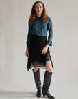 Azure Geometric Silk Blouse