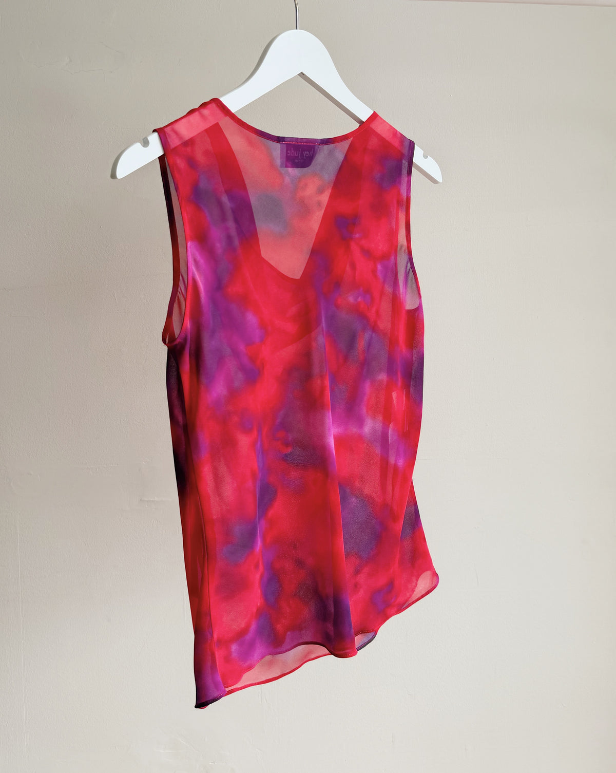 Berry Marbled Cowl Neck Sheer Top - Hey Jude