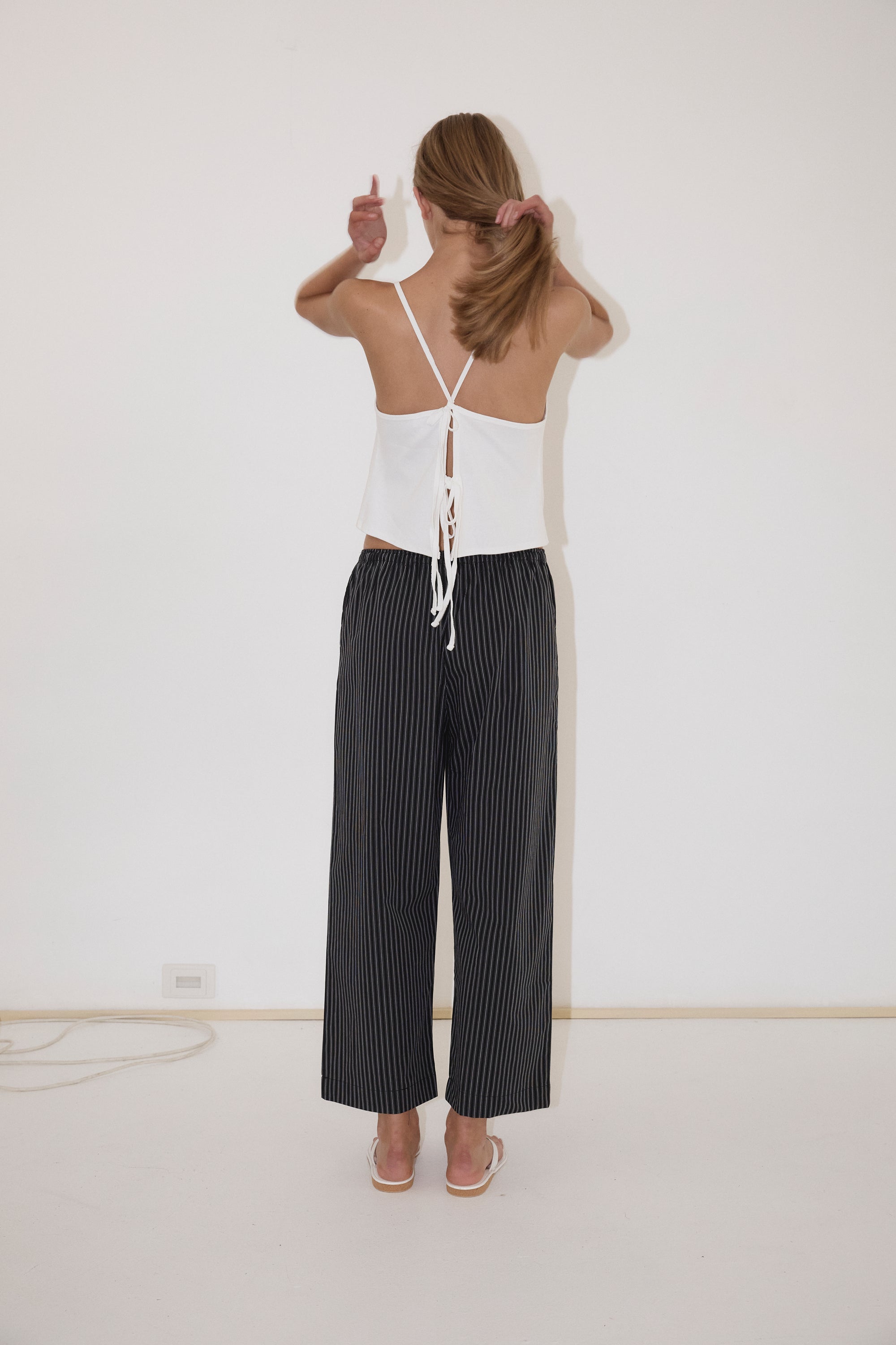 Deiji Studios | Ease Trouser in Mono Stripe - Hey Jude