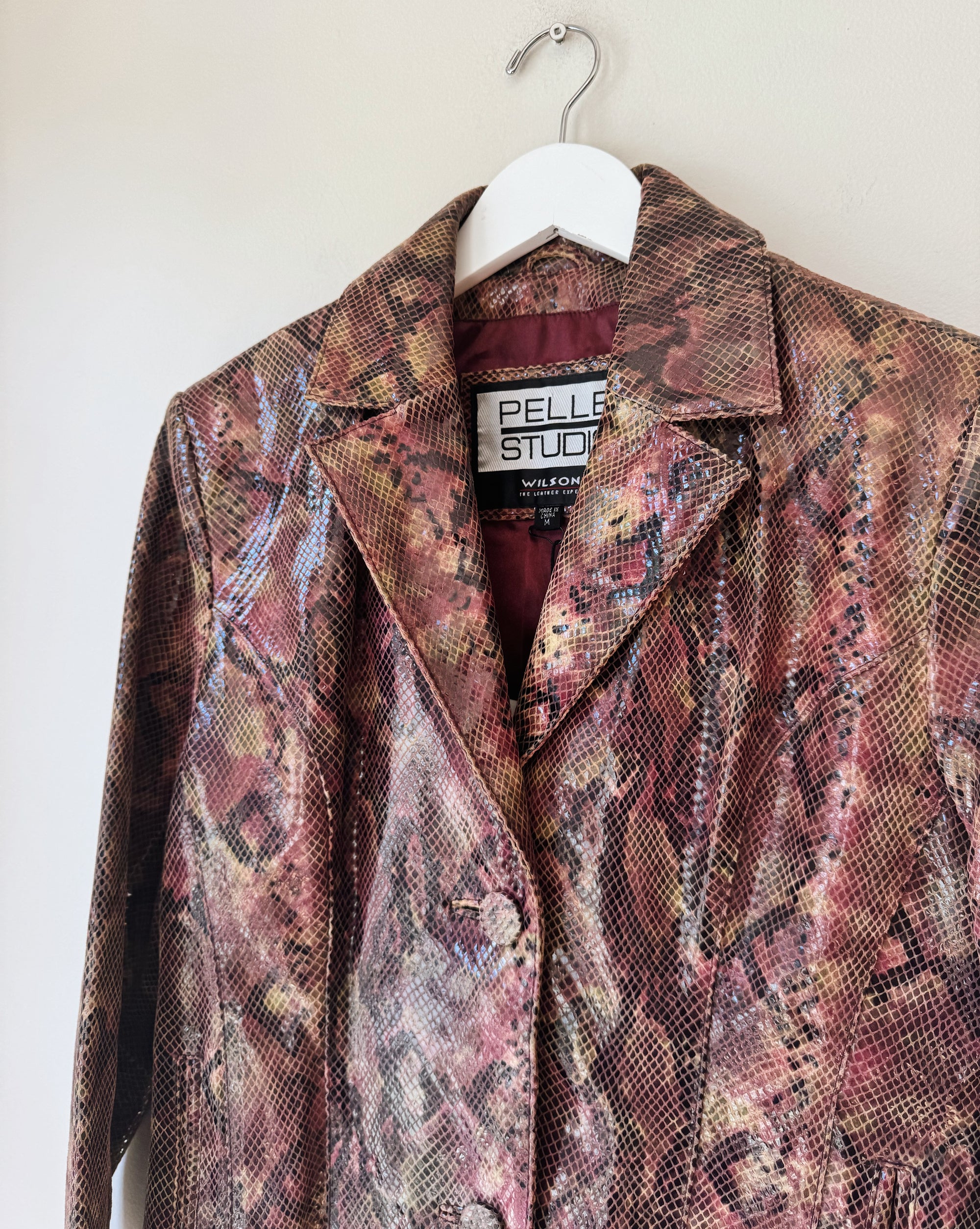 Abstract Snakeskin Leather Blazer