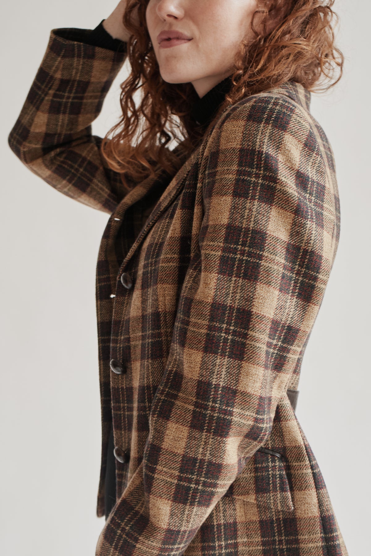 Autumnal Wool Plaid Riding Jacket