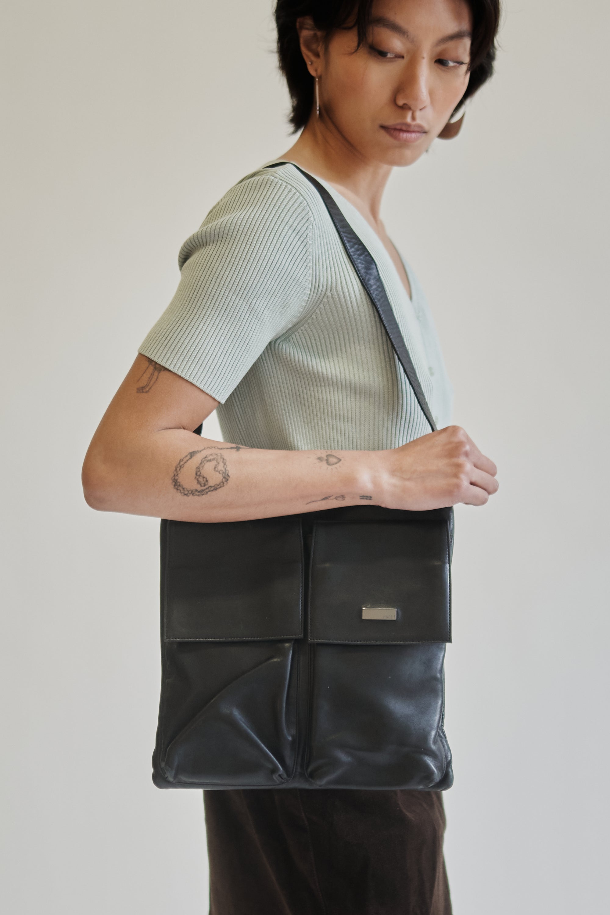 Black Leather Messanger Bag - Hey Jude