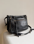Onyx Silver Hardware Leather Crossbody Bag