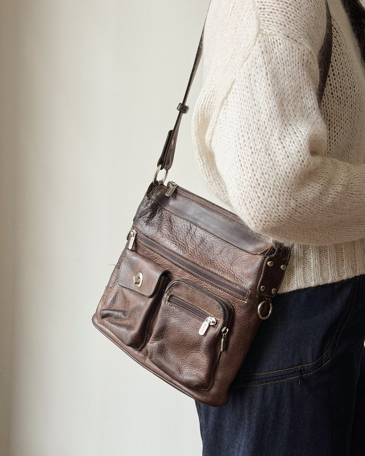 Roots Dark Brown Multi-Pocket Utility Bag