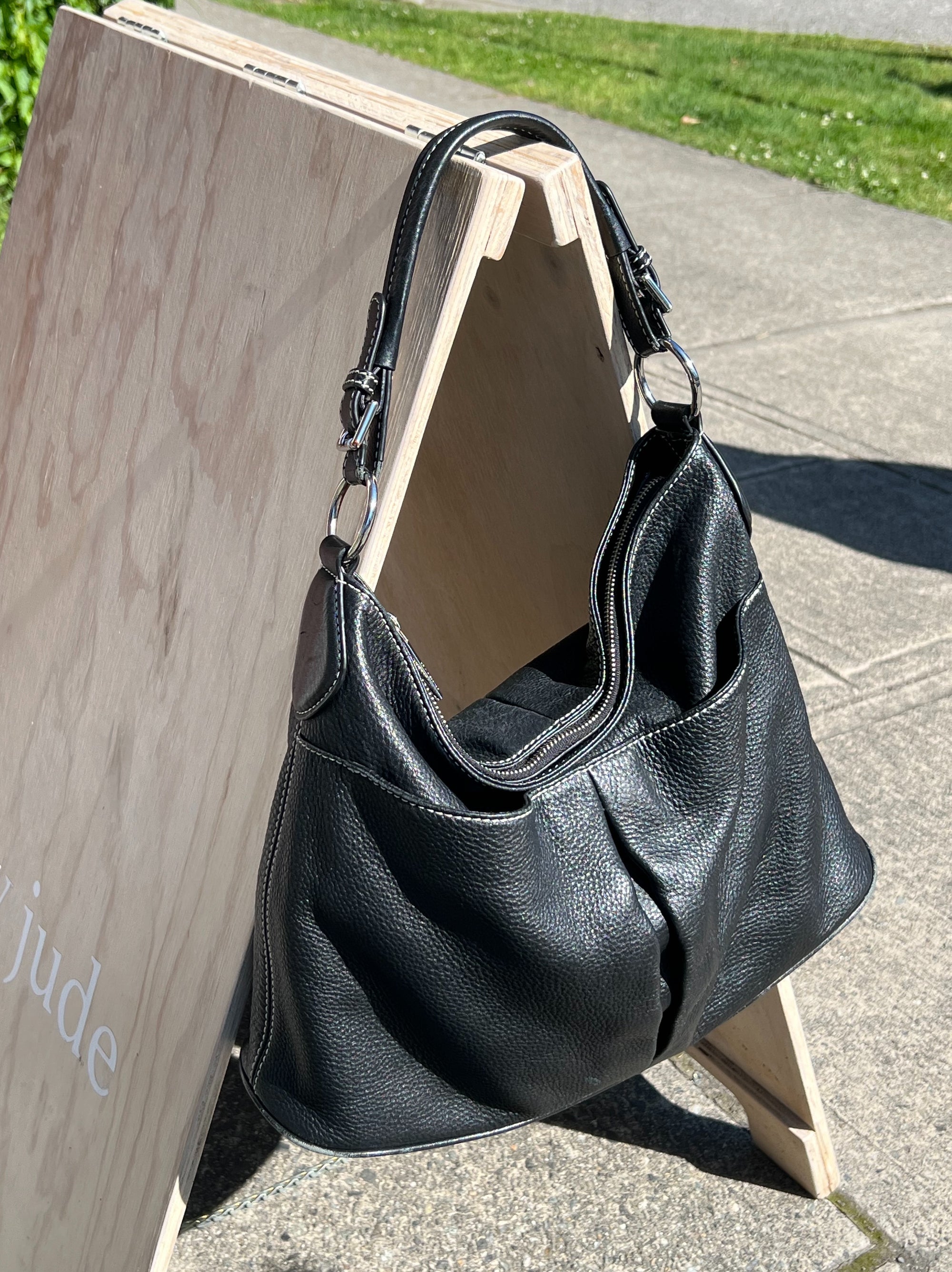 Danier Whipstitch Leather Handbag