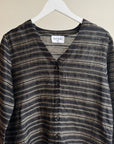 Muted Black Stripe Linen Button Up