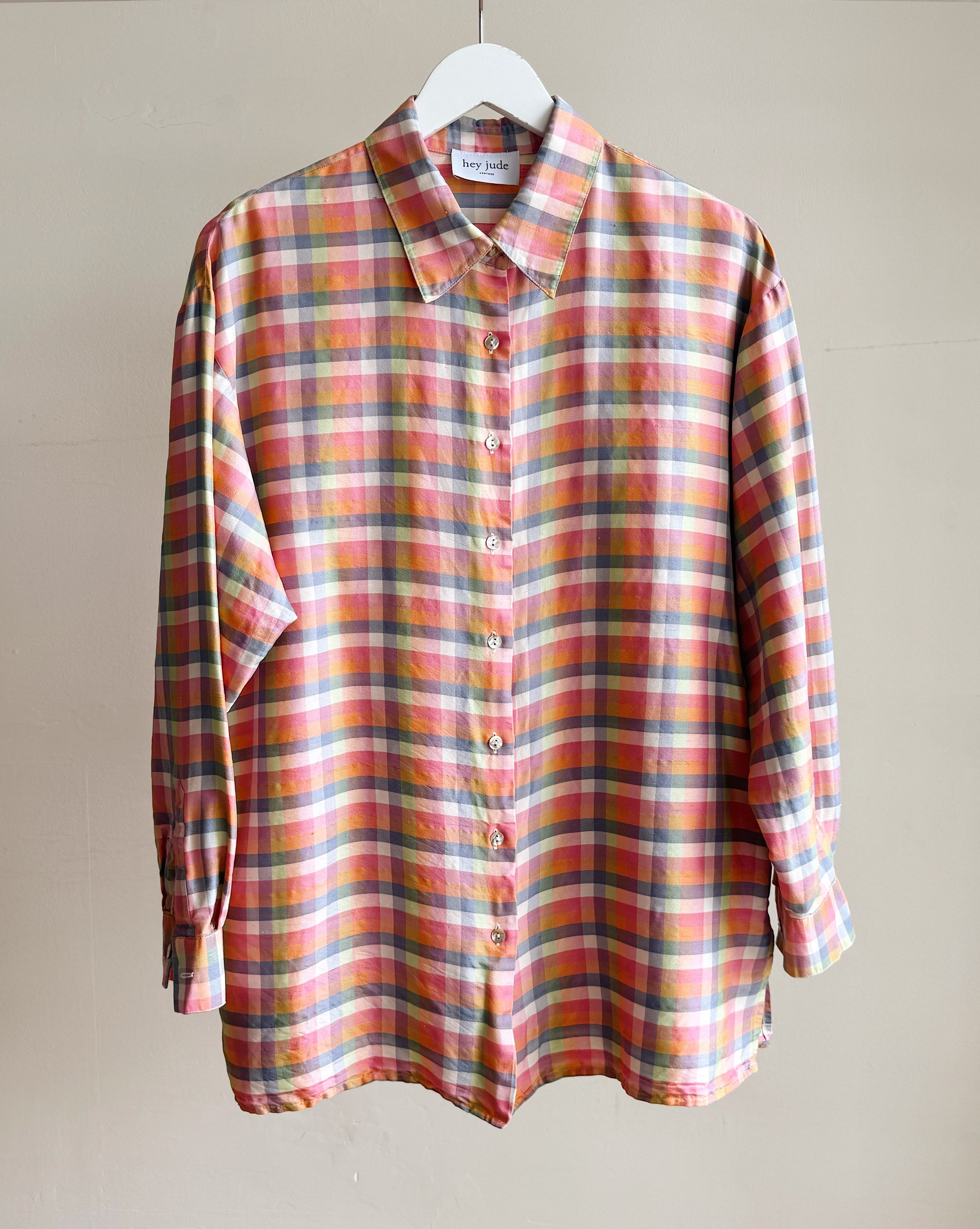 Plaid Silk Button Down Shirt
