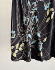 Navy Floral Print Silk Skirt