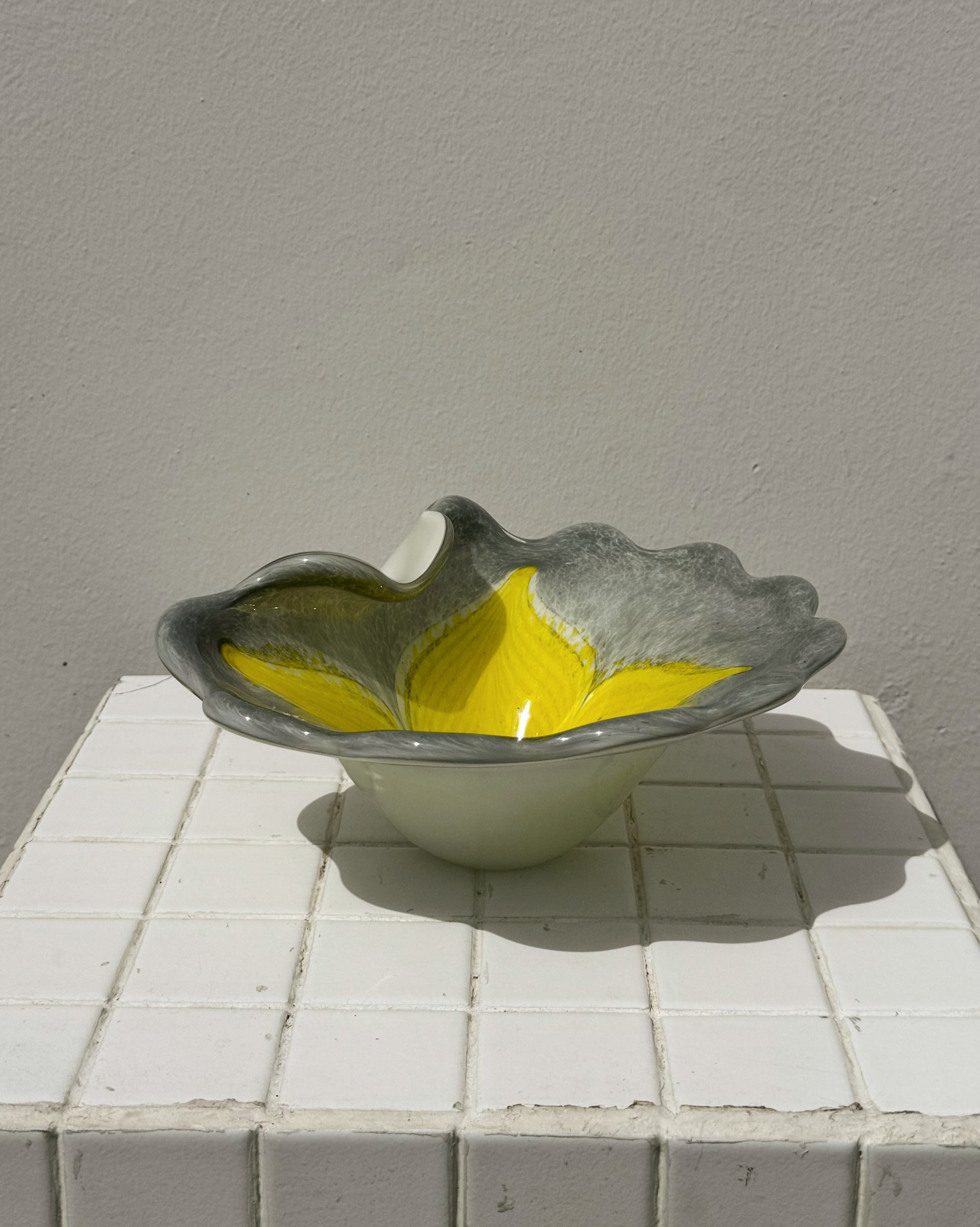 Yellow + Grey Folded Art Glass Bowl - Hey Jude
