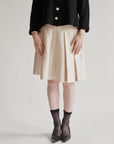 Oyster Silk Pleat Skirt