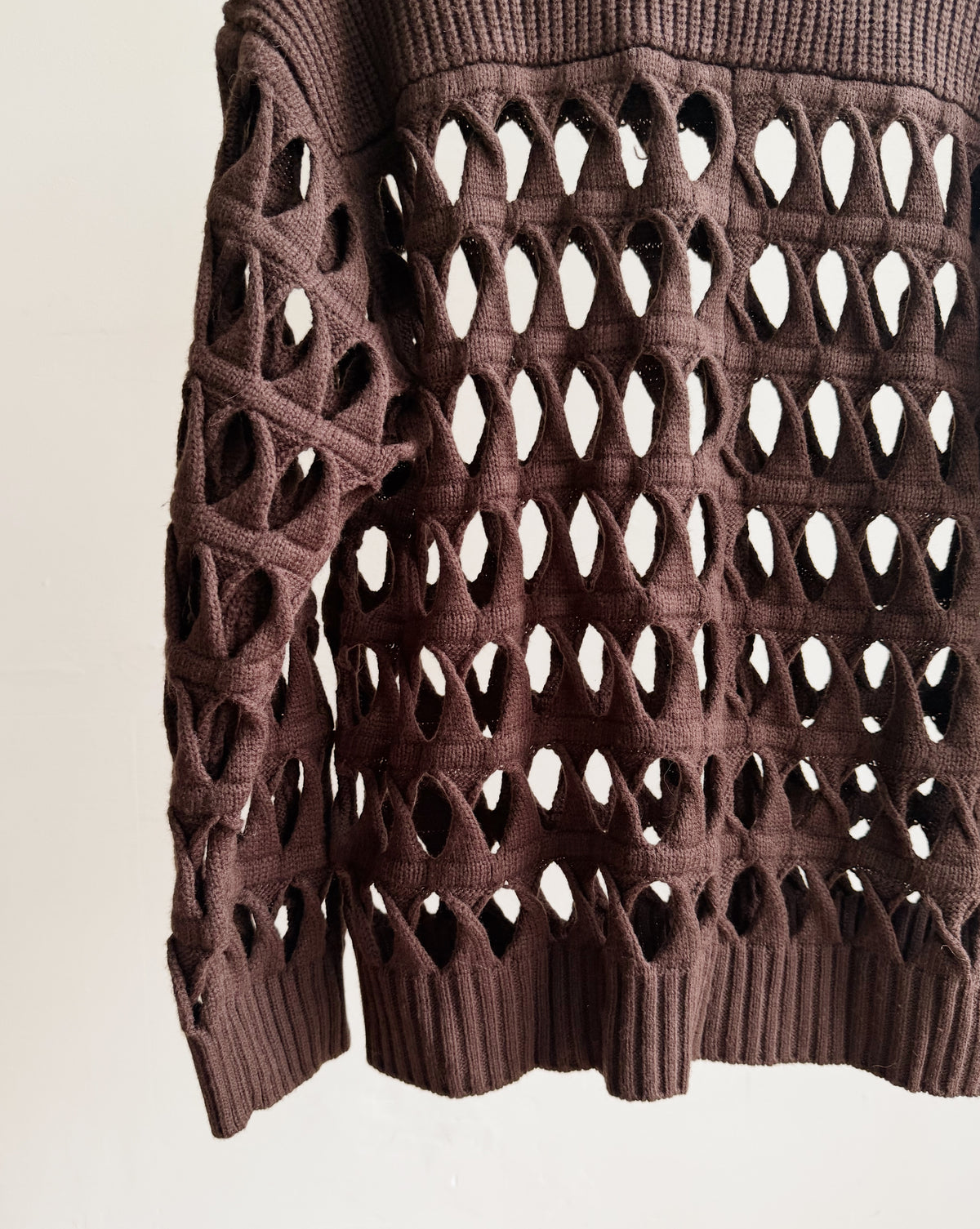 Espresso Cut Work Lattice Wool Sweater - Hey Jude