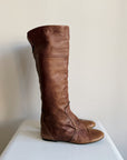 Cognac Leather Tall Flat Boots | Size 39