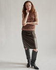 Seaweed Leather Midi Skirt