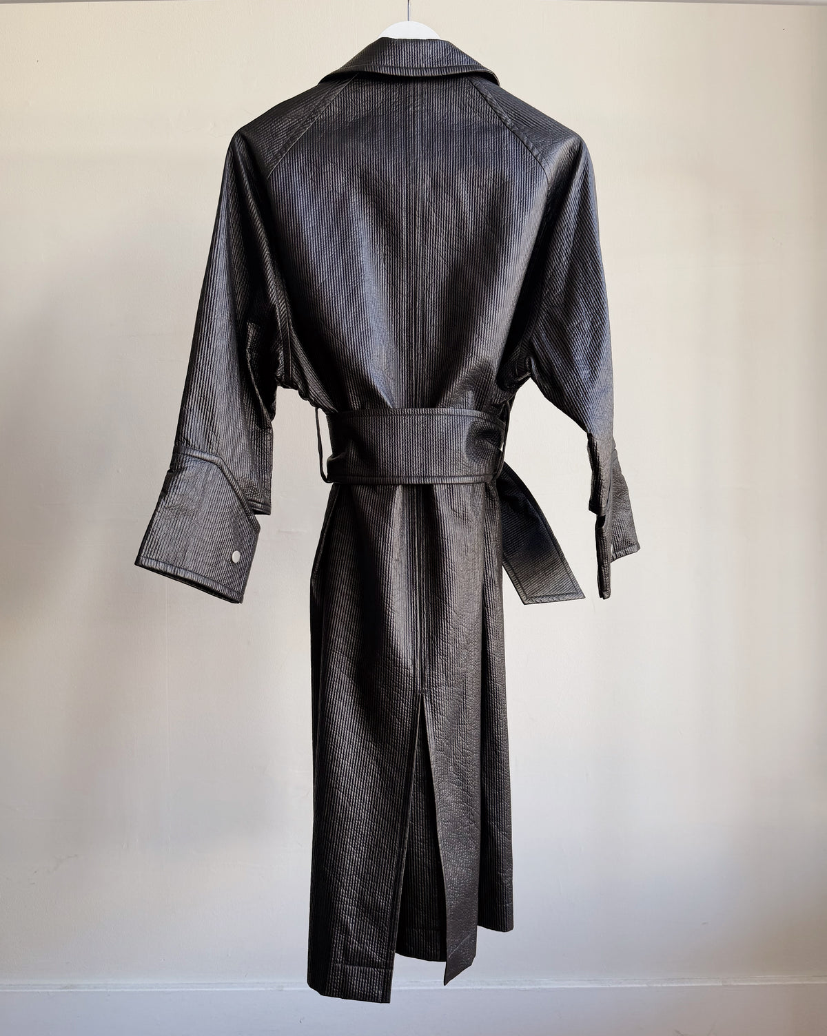 Black Textured Trench Coat