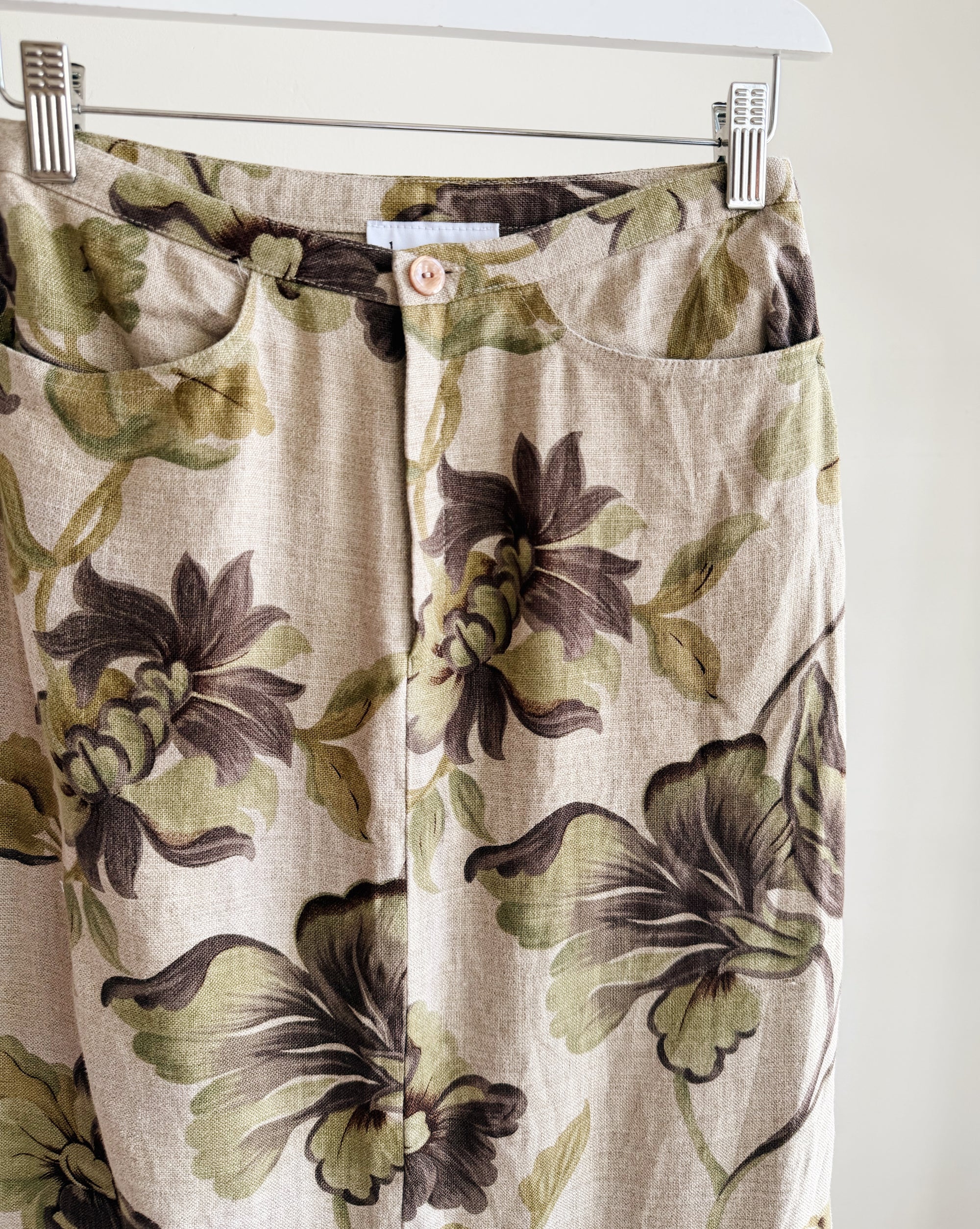 Botanical Linen Midi Skirt