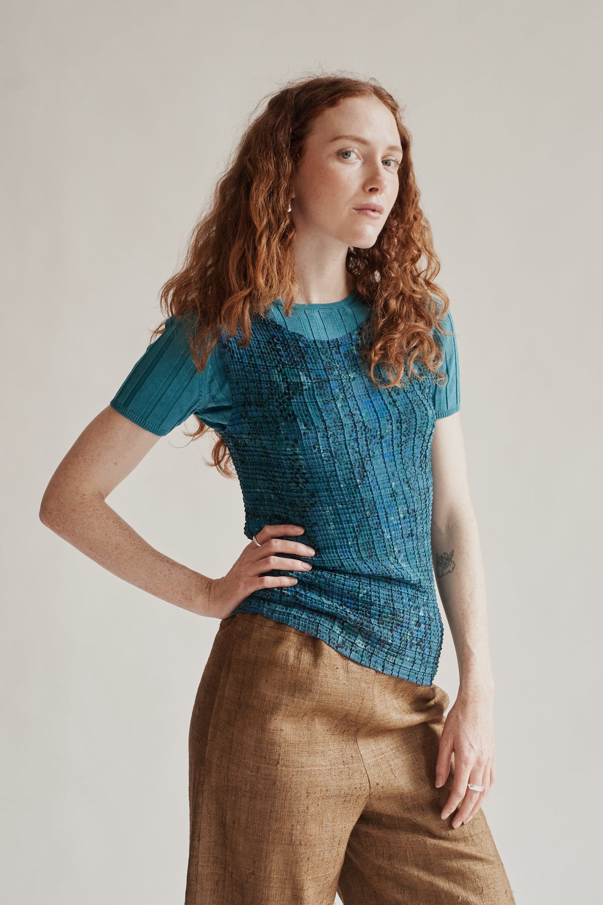 Ocean Textured Pleat Top - Hey Jude