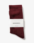 Bondoodle - Ribbed Sport Gym Crew Socks in Port Red - Hey Jude